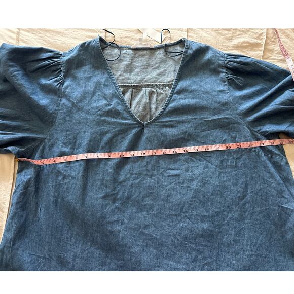 NWT Draper James V-Neck Puff Sleeve Chambray Top Shirt XXL - Picture 8 of 10